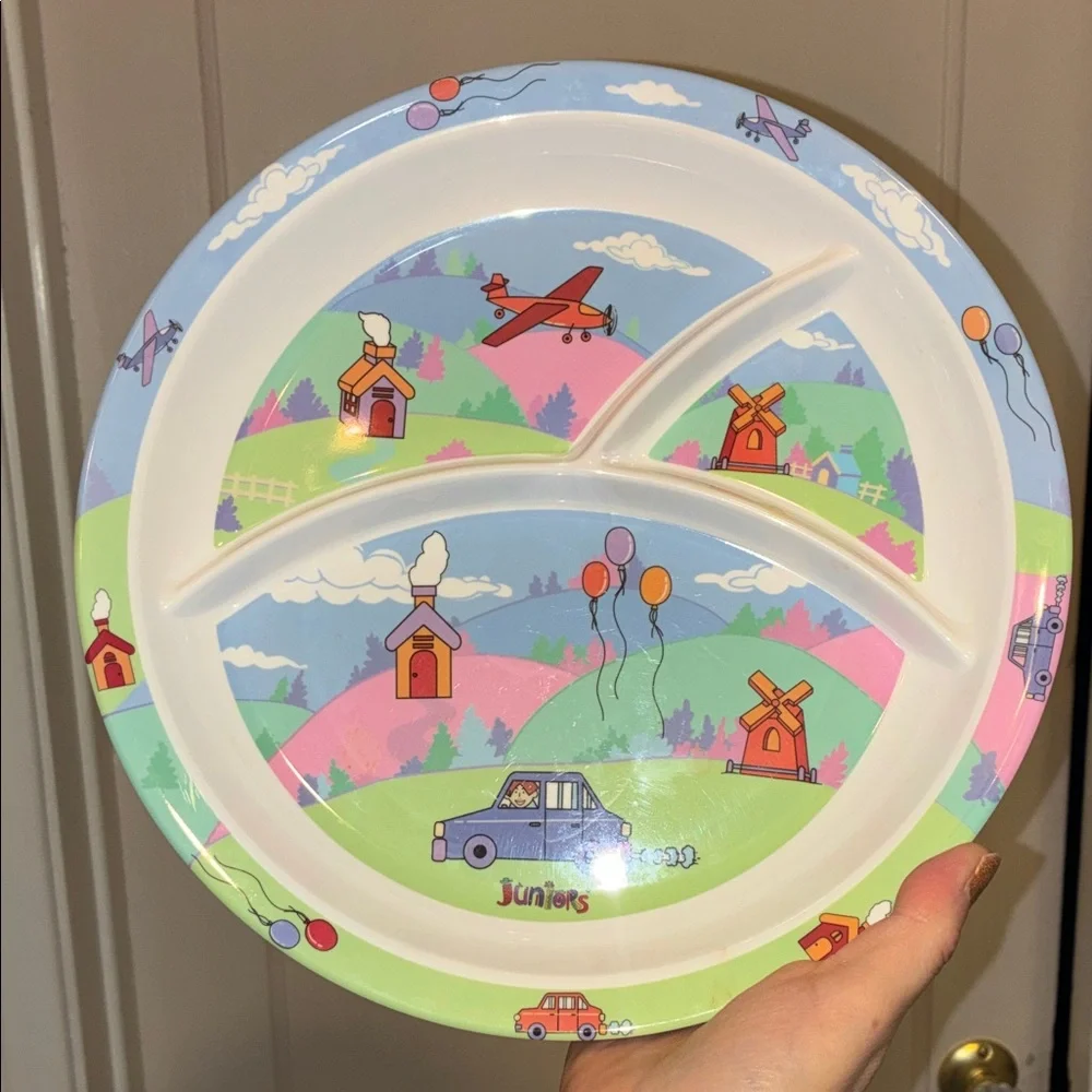 NEW VINTAGE I.B.S. Design HAPPY JUNIOR MELAMINE BABY TODDLER PLATE Kids Divided
